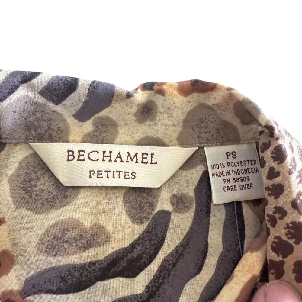 Bechamel Petites Women's Animal Print Button Up LS Blouse Shirt, Size PS NWT - Picture 6 of 8
